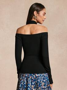 Calvaya Jersey de punto con cuello de halter ajustado para mujer