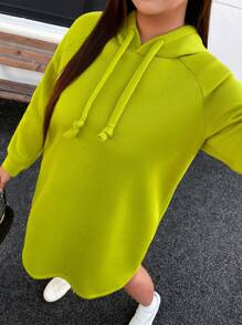 Calvaya Plus Size Women Casual Knitted Thickened Fleece Sweatshirt - Green - View 6