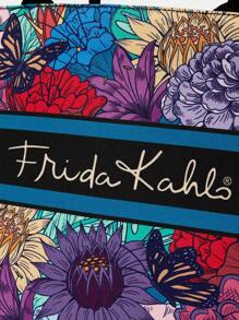 Frida Kahlo X SHEIN 1 Pc Stylish Floral Print Large Capacity Tote Bag, GIFTS,Summer Outfits, Spring Outfits,Beach, Vacation, Flower - Multicolor - View 4