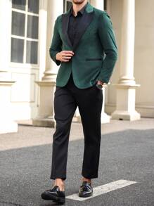 Manfinity AFTRDRK 2pcs Suit Set: 1 Single-Breasted Jacket, 1 Pants - Multicolor - View 3