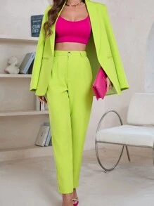 Aveloria Modichic Shawl Collar Front Open Casual Blazer  Fall Cloth For Women - Green - View 4