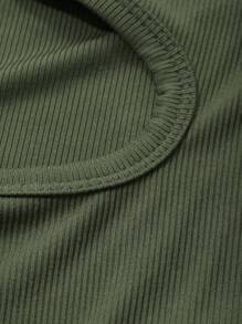 DAZY Áo thun nữ cổ tròn tay ngắn khoét rỗng thường ngày, áo crop top nữ - xanh quân đội - Xem 7