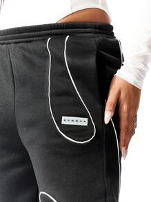SUMWON WOMEN Pantalon de jogging premium à jambes larges avec design de passepoil contrasté. Pantalon de survêtement pour la détente, l'entraînement, le yoga et la danse