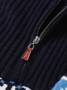 Manfinity Homme Men's Casual Geometric Pattern Knitted Sweater, Autumn/Winter - Multicolor - View 6