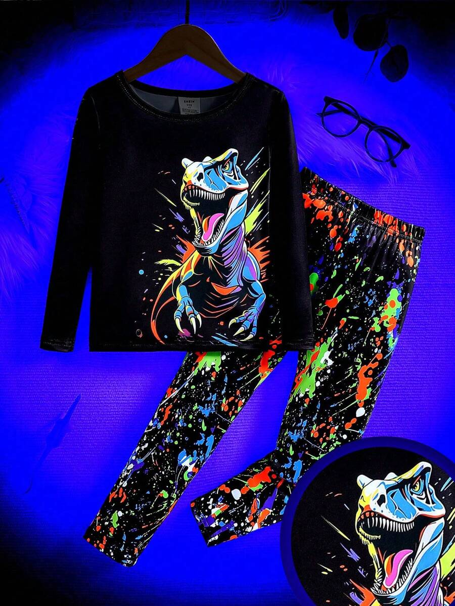 Colorful Game Console Print Young Boys Pajamas, Snug Fitting Long Sleeve Shirt And Pants 2 Pieces Loungewear Set, Daddy And Me Matching Outfits (2 Sets Sold Separately)