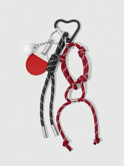 Kawaii 1pc Cute Street Style Pink Tennis Racket Pendant Keychain