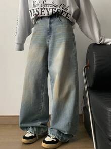 DAZY Jeans larghi da donna di moda in stile vintage lavati, jeans ampi