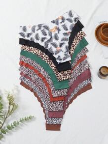 Set de 10 pantaletas triangulares invisibles con adorno de concha para mujer de estilo casual