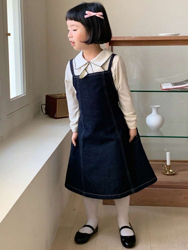 Little Girls Denim Jumper Dress, Young Girl Fall Clothing