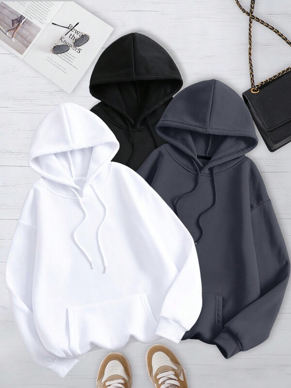 INAWLY Casual Solid Color Drawstring Hoodie For Autumn/Winter Graduation,Back To School Outfits,Graduation,Teacher Outfits For Women,Back To School