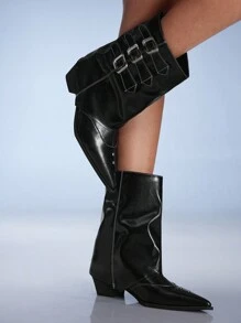 CUCCOO GRLICON 女士踝靴和短靴，Y2K风格，朋克风格，机车风格，酷女孩风格，适合万圣节、圣诞节、派对 - 黑色 - 查看 5