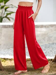 SHEIN LUNE Paperbag Waist Wide Leg Pants For New Year Clothes Fall Cloth For Women