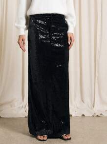 Váy Maxi Nhung Sequin Đêm Giao Thừa - màu đen - Xem 1