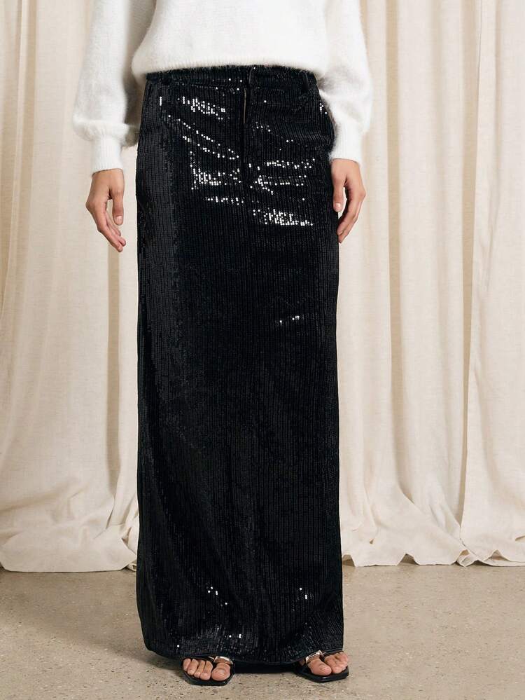 AiiRZ Velvet Sequin Maxi Skirt New Years Eve