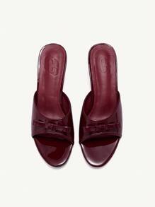 Versatile Fashion Wine Red Women High Heel Sandals With Bowknot Spring Shoes Spring Break Easter Prom Heels - Burgundy - View 10