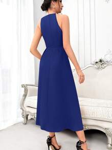 Modelyn Vestito lungo casual da donna senza maniche con decorazioni in metallo - Blu reale - Visualizzare 2