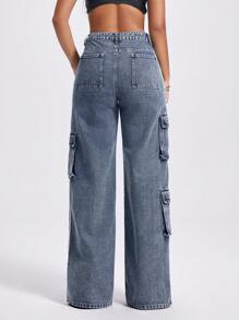 Jeanoix 复古运动织带直筒牛仔裤 宽松女士直筒牛仔裤