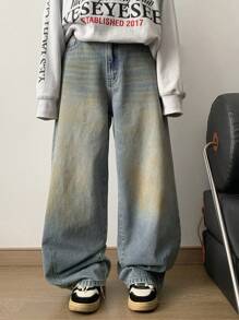 DAZY Jeans larghi da donna di moda in stile vintage lavati, jeans ampi