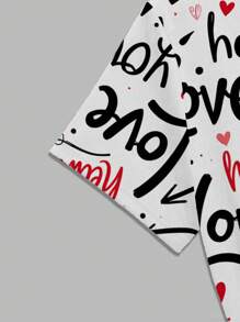 SHEIN LUNE Camiseta de manga corta con estampado integral casual para mujer, camisetas gráficas de verano para mujeres