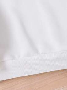 年轻女孩和年轻女孩蝴蝶结装饰圆领运动衫，适合日常穿着 - 白色 - 查看 6