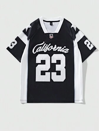 Street Life Men's Ice Hockey Jersey Short Sleeve Football Jersey Style T-Shirt, Sports Tee For Summer