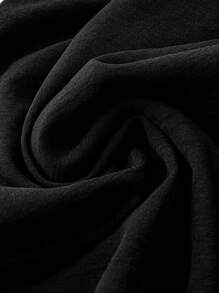 SHEIN LUNE Pantalones De Pierna Ancha Con Cordón En La Cintura Para Tallas Grandes - Negro - Ver 3