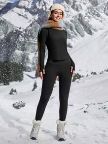 In My Nature 女士网眼撞色长袖运动瑜伽修身T恤，适合跑步、户外徒步等女装