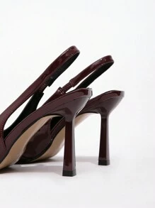 CUCCOO BIZCHIC 女士酒红色蝴蝶装饰高跟鞋，带踝带，适合工作、新年假期和情人节