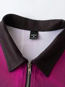 Manfinity Homme Men's Casual Gradient Print Short Sleeve Polo Shirt - Purple - View 6