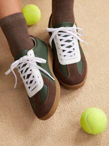 CUCCOO EASI Women's Solid Color Patchwork Platform Casual Sneakers, Daily Casual Wear Shoes For Women Sneakers Spring Shoes Easter Tainers