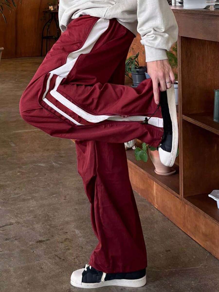 DAZY 男士休闲撞色条纹抽绳下摆长裤 男士慢跑裤