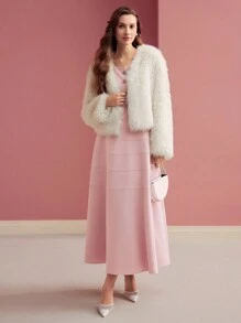 MOTF PREMIUM RHINESTONE FLORAL BUTTON SLEEVELESS DRES,VALENTINE'S DAY OUTFIT, FULL DRESS, FIT AND FLARE - Pink - View 8