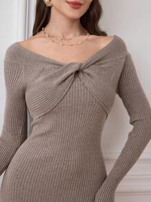 Modelyn Vestido de punto ajustado de unicolor para mujer, casual y elegante para uso diario