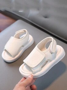1 Pair White Hook And Loop Fashionable Comfortable Baby/Toddler Girl Sandals - White - View 2