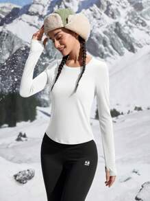 In My Nature Áo thun dài tay ôm sát XH025 phối lưới, thích hợp cho chạy bộ và các hoạt động ngoài trời. - trắng - Xem 11