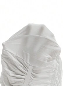 SHEIN MOD 扭纹前褶饰紧身胸衣结构吊带背心 - 白色 - 查看 5