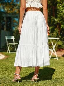 SHEIN VCAY Falda Sólida De Color Con Corbata En La Cintura Para Vacaciones