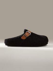 Solecia Sepatu Loafer Wanita Sederhana Kasual Model Datar untuk Suasana Liburan Natal dan Tahun Baru, Musim Gugur dan Musim Dingin - Hitam - View 1