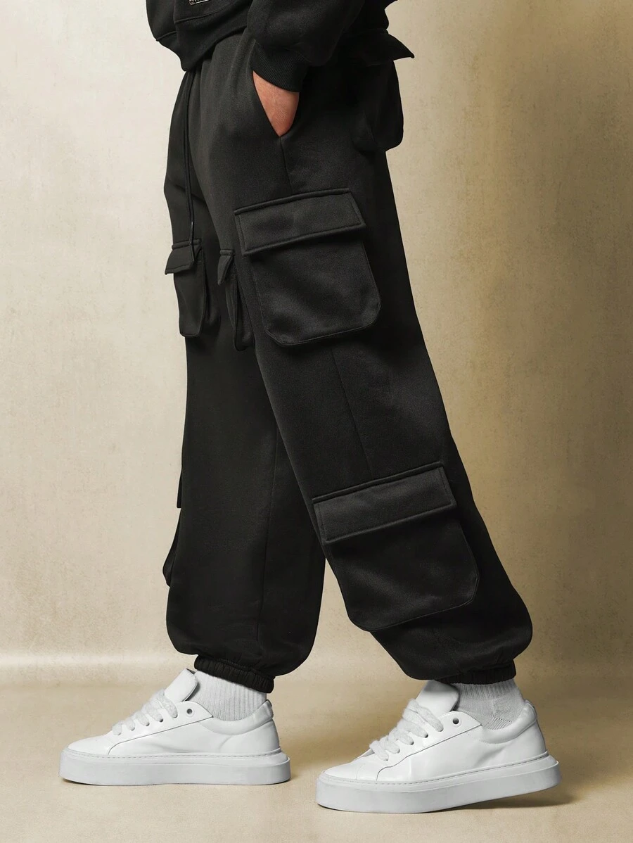 SUMWON 设计师羊毛工装慢跑运动裤运动健身裤，带多个口袋，弹性脚踝，冬季秋季家居服，训练健身