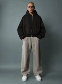 SUMWON 优质滑板款运动裤运动慢跑阔腿超大街头风冬季秋季运动休闲舒适休闲裤带侧袋脚踝袖口