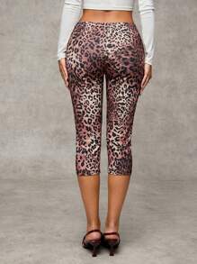SHEIN BAE Women's Fall Knitted Tights Casual Comfortable Breathable Animal Printcropped Pants Cycling Pants, Fashion Items, Leggings Capri Pants