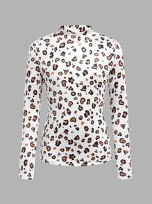 Tween Girl Leopard Print Knit Top & Solid Color Loose Straight Leg Casual Pants, Christmas Outfit - Black - View 6