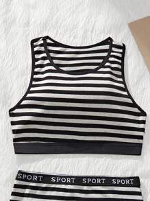 1 件青少年女孩休闲简约条纹内衣套装 - 彩色 - 查看 4