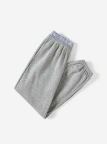 Muchica Women Double Waistband Design Drawstring Baggy Joggers Sweatpants - Grey - View 4