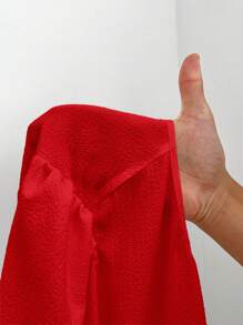 Solflare 情人节加大码复古衬衫，彼得潘领，蝴蝶结，泡泡袖，腰带 - 紅色 - 查看 7