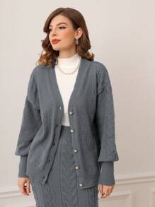Modelyn 2pcs Women Knit Sweater Set, Solid Color Top And Mini Skirt