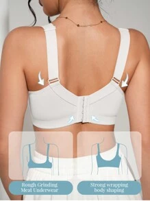 DesireSculpt 1 件女士柔软舒适休闲宽肩带聚拢调整钢圈文胸内衣 - 白色 - 查看 2