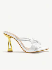 CUCCOO CHICEST New Fashion Versatile Crystal Bowknot Strap Stiletto Heel Sandals Spring Shoes Spring Break Easter Prom Heels - White - View 5