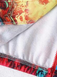 Chaqueta con capucha casual y holgada para bebés niños con estampado de graffiti, forro térmico, adecuada para bebés de 6 meses a 3 años, ropa de exterior para invierno