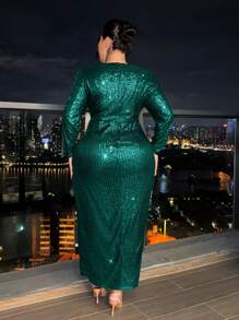 SHEIN SXY 大码绿色生日派对礼服 - 墨綠色 - 查看 2